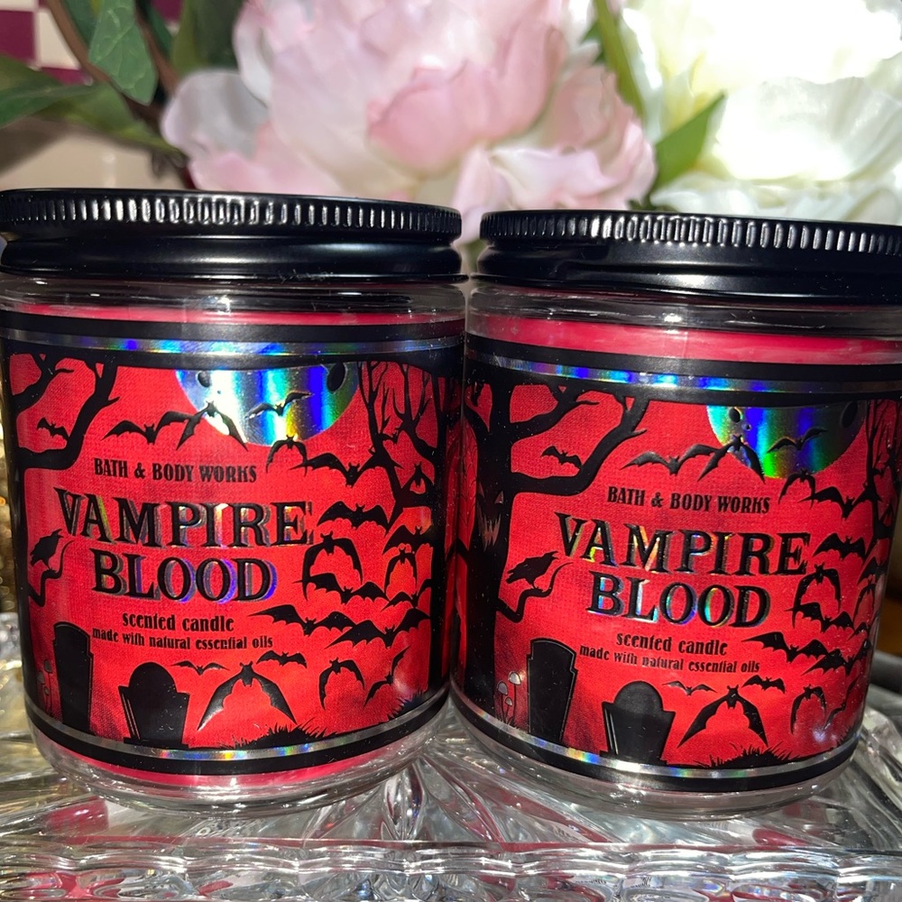 2 Bath & Body Works Vampire Blood Candle Single Wick Scented 7 oz NEW Red Wax